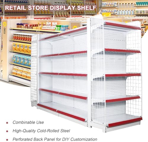 5-Tier Metal Supermarket Display Rack - Countertop Snack & Chocolate Shelf for Retail, Convenience Stores & Gas Stations, 73x43x195cm, Durable & Stylish Storage Solution