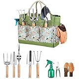 Homelyze Garden Tools Set – 9pcs Stainless Steel Gardening Tools with Ergonomic Non-Slip Handles&Storage Bag, Perfect for Small Gardens, Balcony&Beginners, Ideal for Planting, Weeding&Pruning (1set)