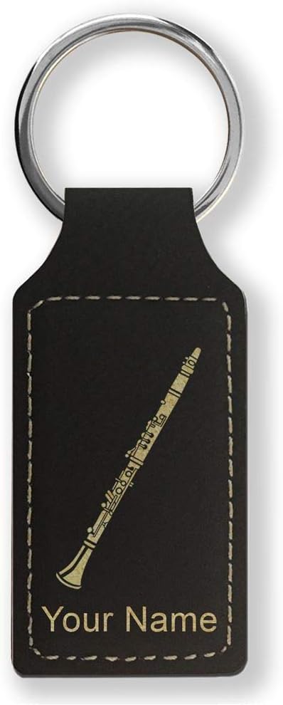 Rectangle Keychain, Clarinet, Personalized Engraving Included