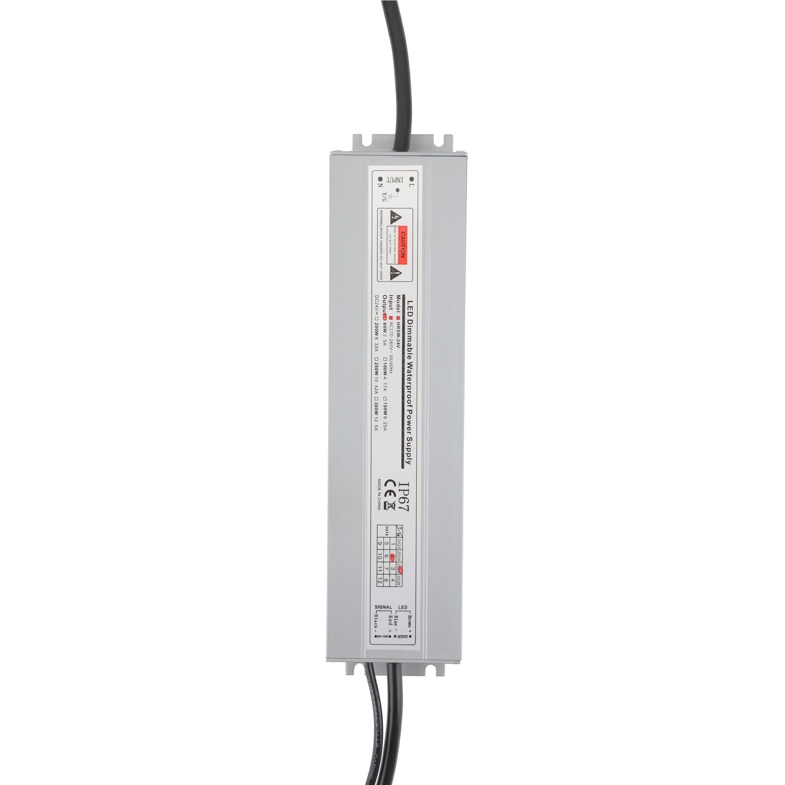 Sterownik LED AC110/170-264V, DC 12V/24V, 60W-300W, 0-10V, zasilacz z wodoodpornym ściemnianiem, aluminiowy transformator oświetleniowy. (AC170-264V to 200W, DC 24V)