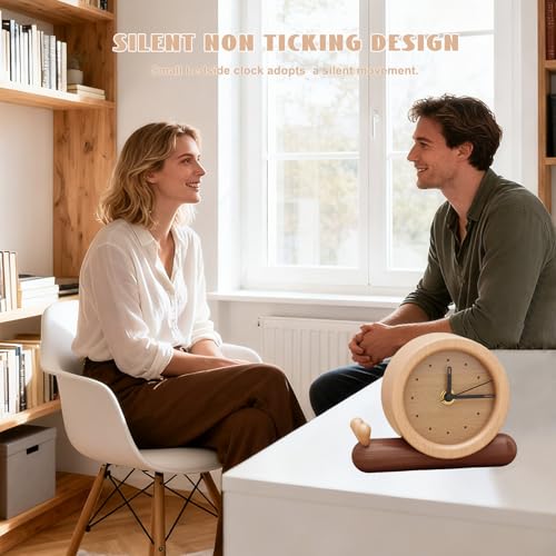 Reloj analógico de madera fina con diseño creativo redondo de cinco pulgadas 7