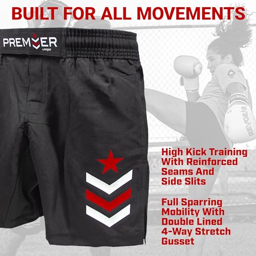 Revgear Meninos Shorts De Mma E Boxe Juvenil, Equipamento Muay Thai Kickboxing, Cós Elástico, Costur