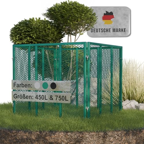 Heimfleiss® Komposter Garten Metall 80x80x70 cm | 450L Metallkomposter verzinkt & pulverbeschichtet | Komposter Metall für Rasenschnitt & Biomüll | Gartenkomposter mit Stecksystem | Kompost Behälter