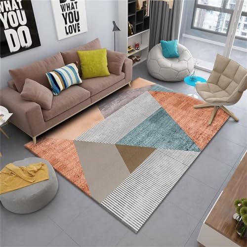 Tapis de chambre géométrique moderne bleu style épuré - 2