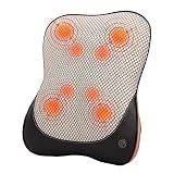 Real Relax Portable Back Massager, Deep Shiatsu Kneading Electric Massage Pillow, 8 Heated Rollers w