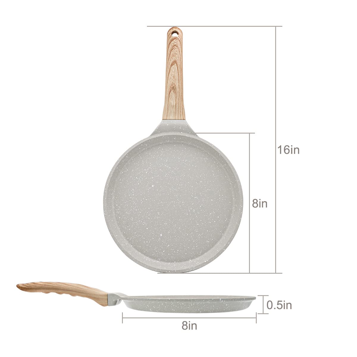 8 Inch Crepe Pan - Nonstick for Crepes & More -6