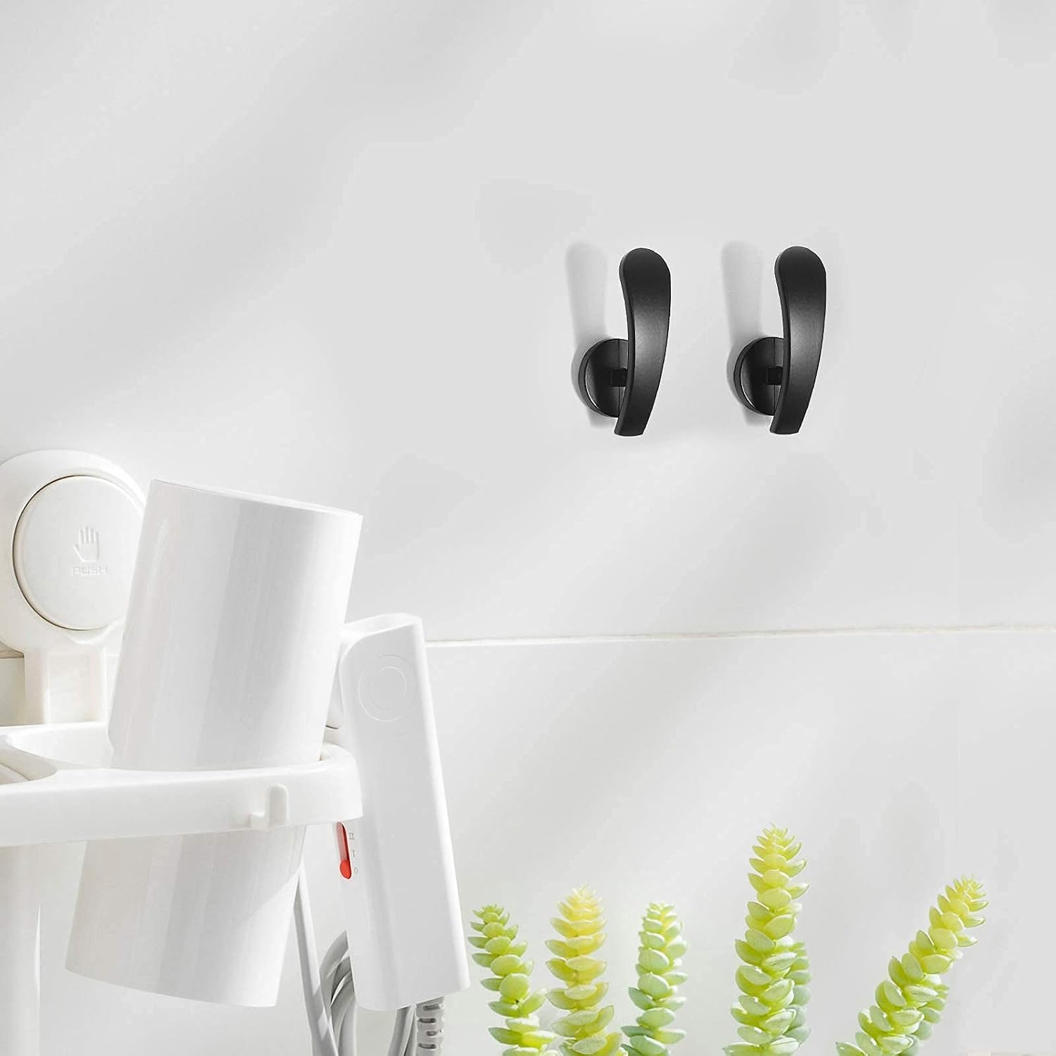 Curtain Holdback, 2pcs Wall Mounted Drapery Tiebacks with Screws, Decorative Drapery Metal Hook Wall Hanger, Black