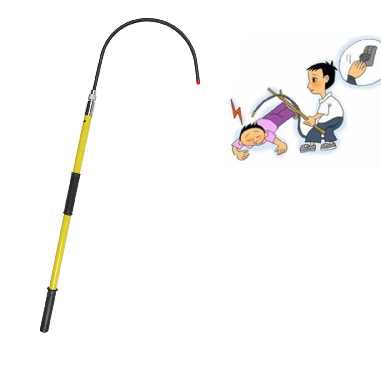 MSHGSKU High Voltage Insulated Rescue Hook for Electricians - Lightweight Emergency Equipment, 1m/3.2ft Safety Tool, Specialized for Linemen, Durable Yellow Design