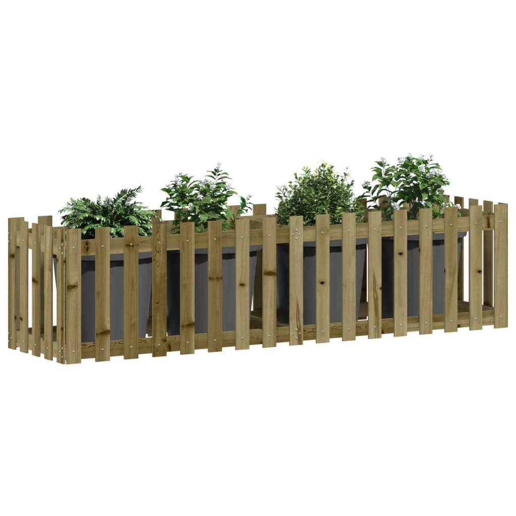 Bancal alto de 200 x 50 x 50 cm de pino a presión, moderno diseño de valla resistente y duradero para balcón, jardín y bancal elevado