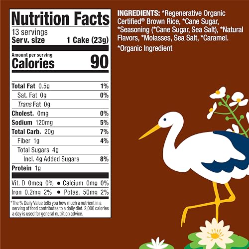 Lundberg Rice Cakes, Organic Salted Caramel, 6-Pack – Regenerative Organic Certified Rice Cakes, Healthy Snacks, Gluten-Free & Vegan, 11 Oz Ea