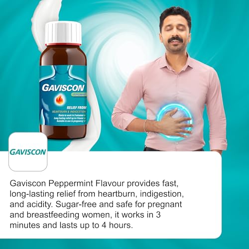 Image of Gaviscon Peppermint Liquid Antacid 150 ml | Quick and Lasting Relief from Acidity, Gas, Bloating, Heartburn and Indigestion | World's No. 1 Antacid Brand