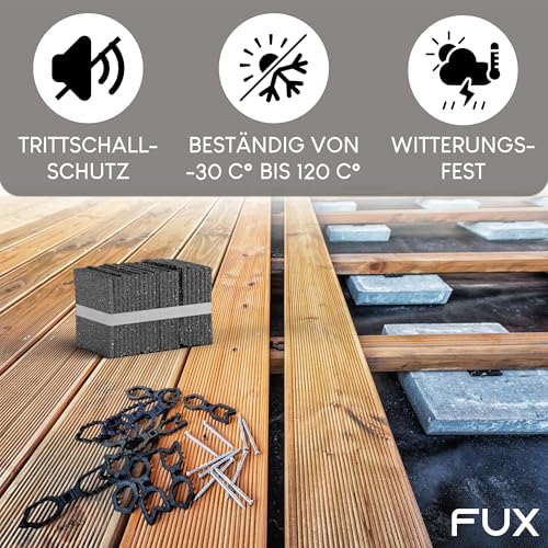 Terrassenpads 50 Stück - 90x90x15mm - Gummigranulat Unterlage für Terrasse & Balkon - Bautenschutzmatte Made in Germany