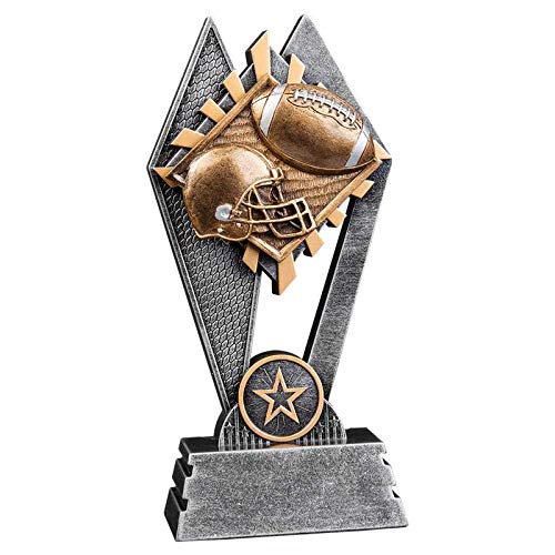 Express Medals 7 inch Sun Ray Resin Football Trophy Award with Engraved Personalized Plate SR105 (3-Pack)
