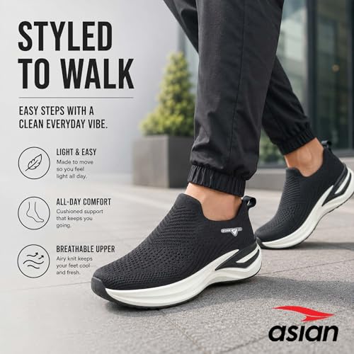 Image of ASIAN Wonderwalk Pro-16 Men's Walking Shoes with Ultra-Soft Cushioning | Slip- On Shoes with Lightweight Design | Ideal for Daily Walking, Gym & Travel