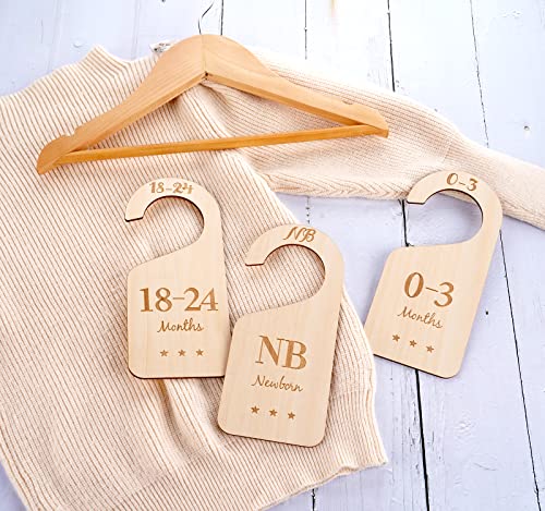 Houísm Wooden Baby Closet Size Dividers 7Pack, Baby Clothes Organizers Home Nursery Decor, Thicken And Double Sided From Newborn To 24 Months, Hanging Closet Dividers For Newborn Baby Shower #TOP2