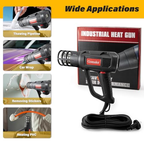 Gomake Vinyl Wrap Tool Window Tinting Kit with Heat Gun 16FT Cord,Sponge Roller,Magnet Holder,Vinyl Tucking Tool,Tint Squeegee, Film Cutter for Car Wrapping, Graphics and Decal Installation - Thumbnail 3
