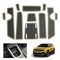 BSTW Compatible Avec Jeep Avenger SUV 2023 2024 2025 Tapis Antidérapants Pour Jeep Avenger EV Hybrid 4x4 4XE Tapis En Caoutchouc Pour Console Centrale, Porte-gobelet, Rainure De Porte (jaune