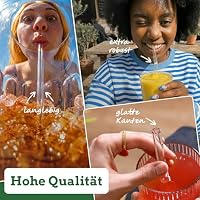 Wisefood® Glasstrohhalme Strohhalme Ø 10 mm [19 Stk.] wiederverwendbare Strohhalme Glas mit 4x Strohhalm Bürste [klar] Trinkhalme Glas mit Strohhalm [21,5cm & 15cm] Straws lang | Glasstrohhalm kurz – Ansicht 4