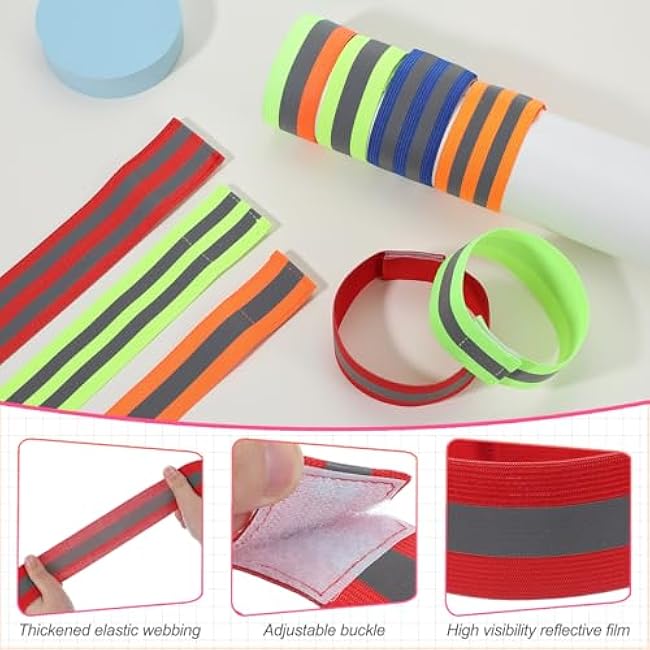 PATIKIL Reflective Bands for Wrist/Arm/Ankle/Leg, High Visibility Reflector Bands, Safety Reflector Tape Straps for Night Running Cycling Walking