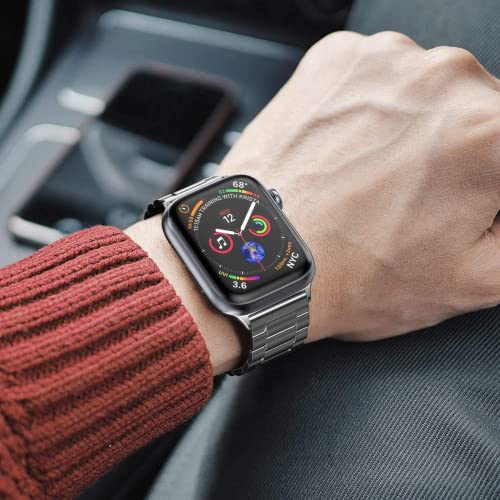 Image of Casecandy - Stainless Steel Metal Strap Band Compatible with Apple Watch Series 9 /8 /7 (45mm) | Series 6 /5 /4 /SE (44mm) | Ultra 49mm | Series 3 /2 /1 (42mm) - Apple Watch Metal Band (Silver)