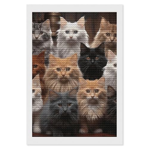 Kit d'art diamant contre le stress de l'adulte broderie diamants ronds motif chat complet