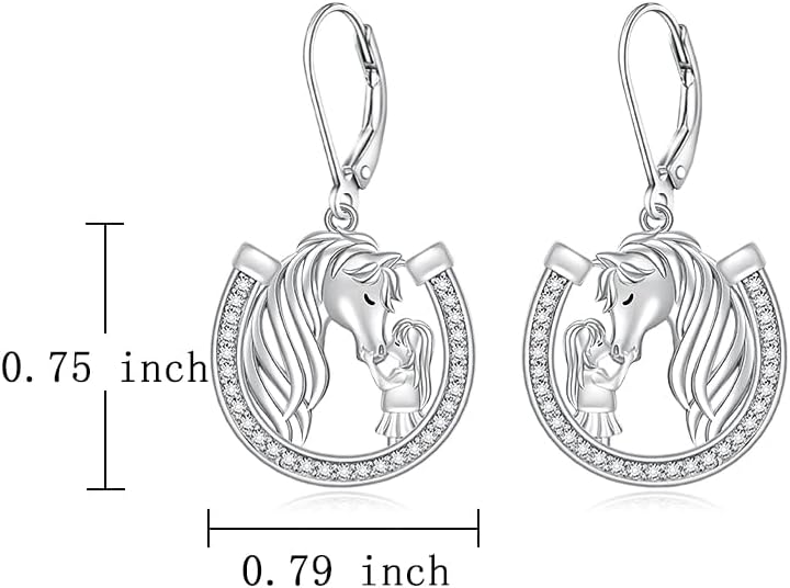 Horse Earrings for Women Dangle Sterling Silver Horseshoe Earrings Animal Jewelry Mothers Day Christmas Birthday Gifts for Women - Image 7