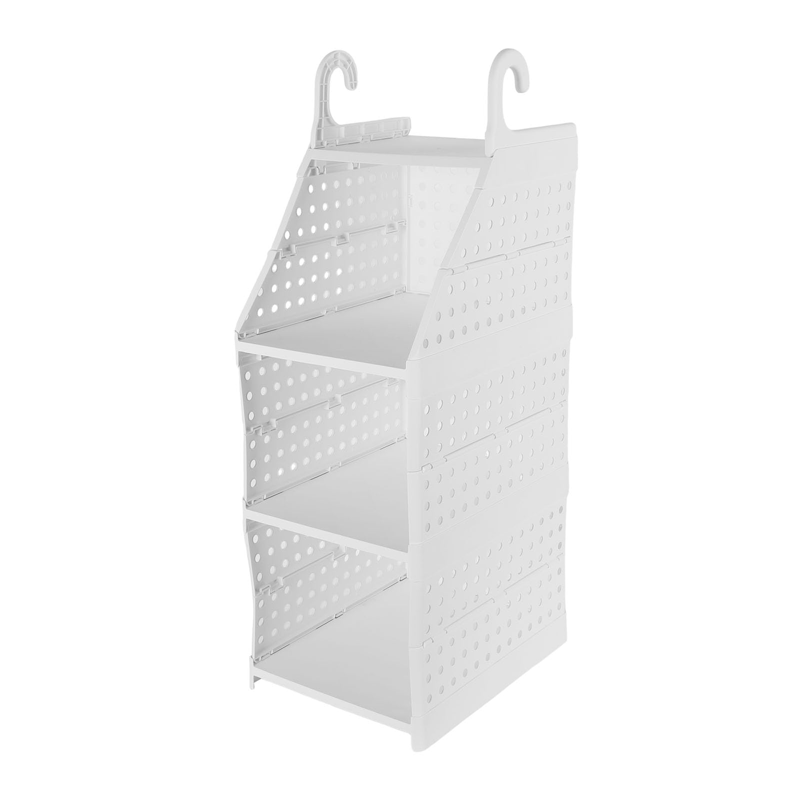 Jiawu Cesta Colgante para Armario, Organizador de Armario Plegable de Gran Capacidad, Cesta de Almacenamiento para con Ganchos Reforzados para Dormitorio, Lavandería, Dormitorio (3 niveles)