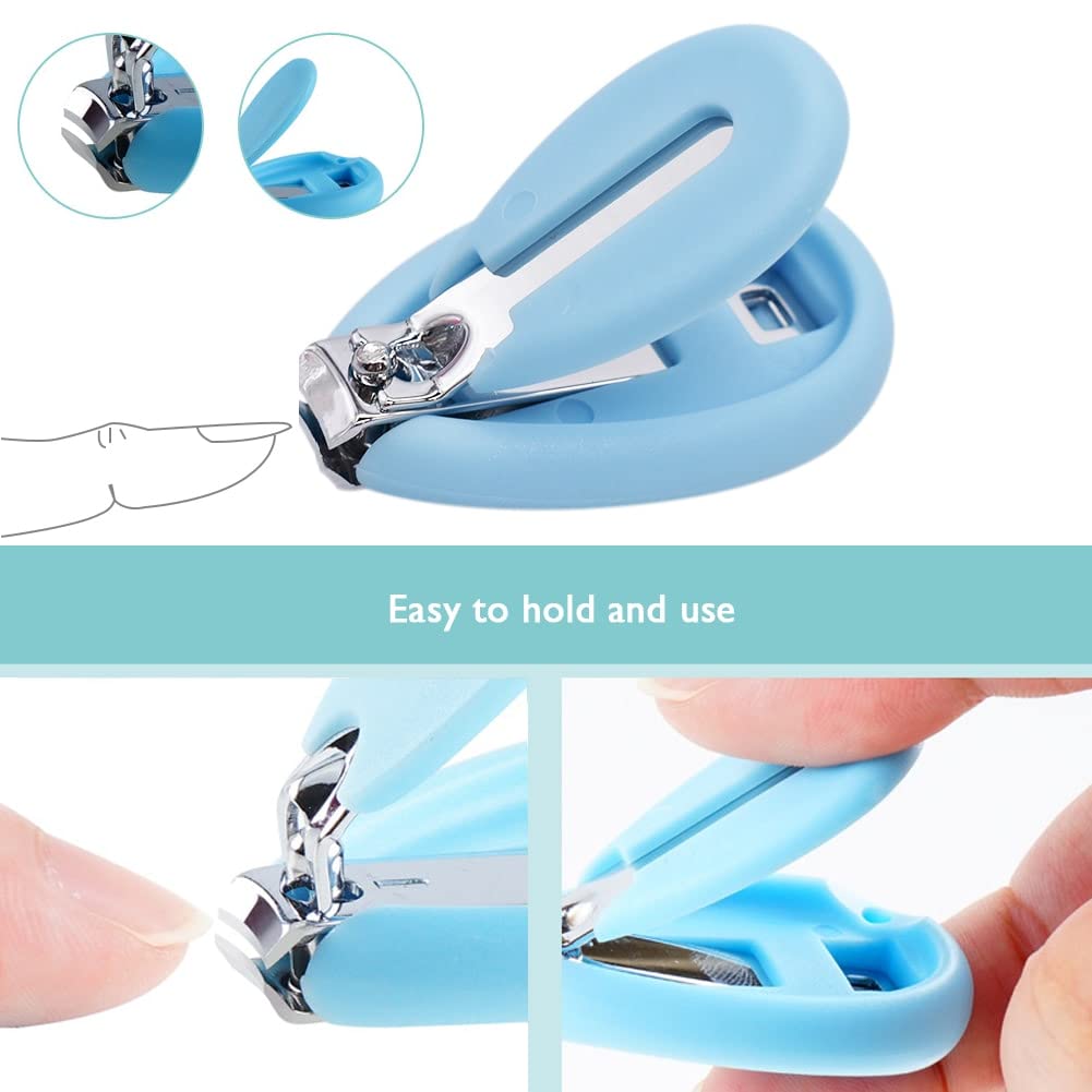 Set di tagliaunghie 4 in 1 per bambini, con custodia, kit tagliaunghie per bambini, manicure e pedicure, set tagliaunghie per neonati, neonati e bambini (blu)