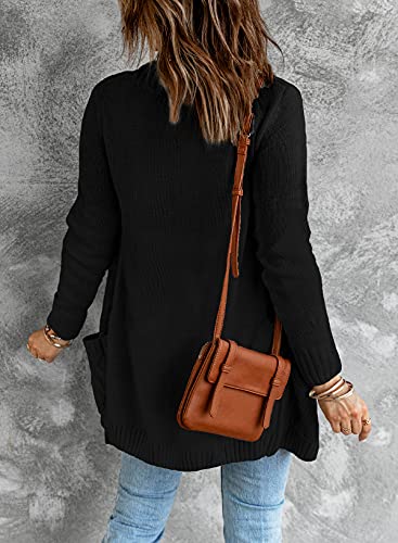 Sidefeel Women Open Front Cardigan Sweater Button Down Knit Sweater Coat X-Large Black - Thumbnail 4