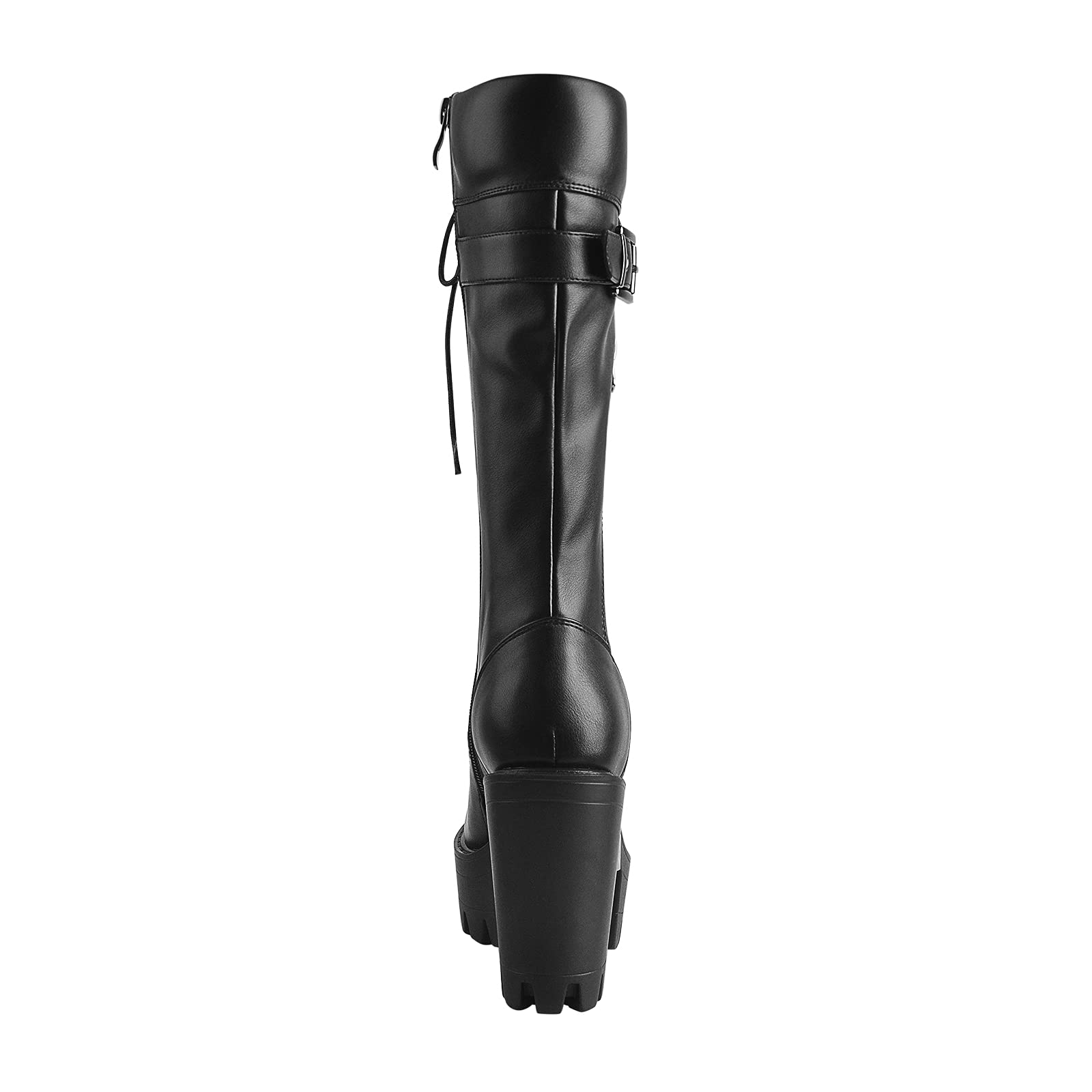 Only maker Damen Biker Boots Plateau Stiefel mit Blockabsatz Schnürstiefel