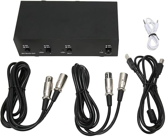 2 Channel 48V Universal Compact Phantom Power Set for Condenser Microphone Music Recording Equipment