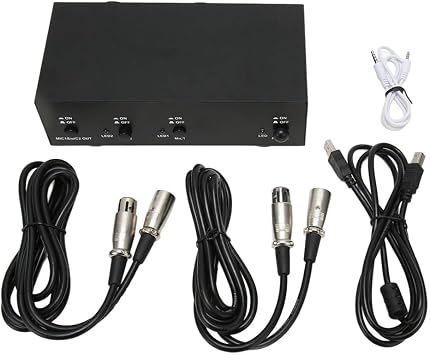 2 Channel 48V Universal Compact Phantom Power Set for Condenser Microphone Music Recording Equipment
