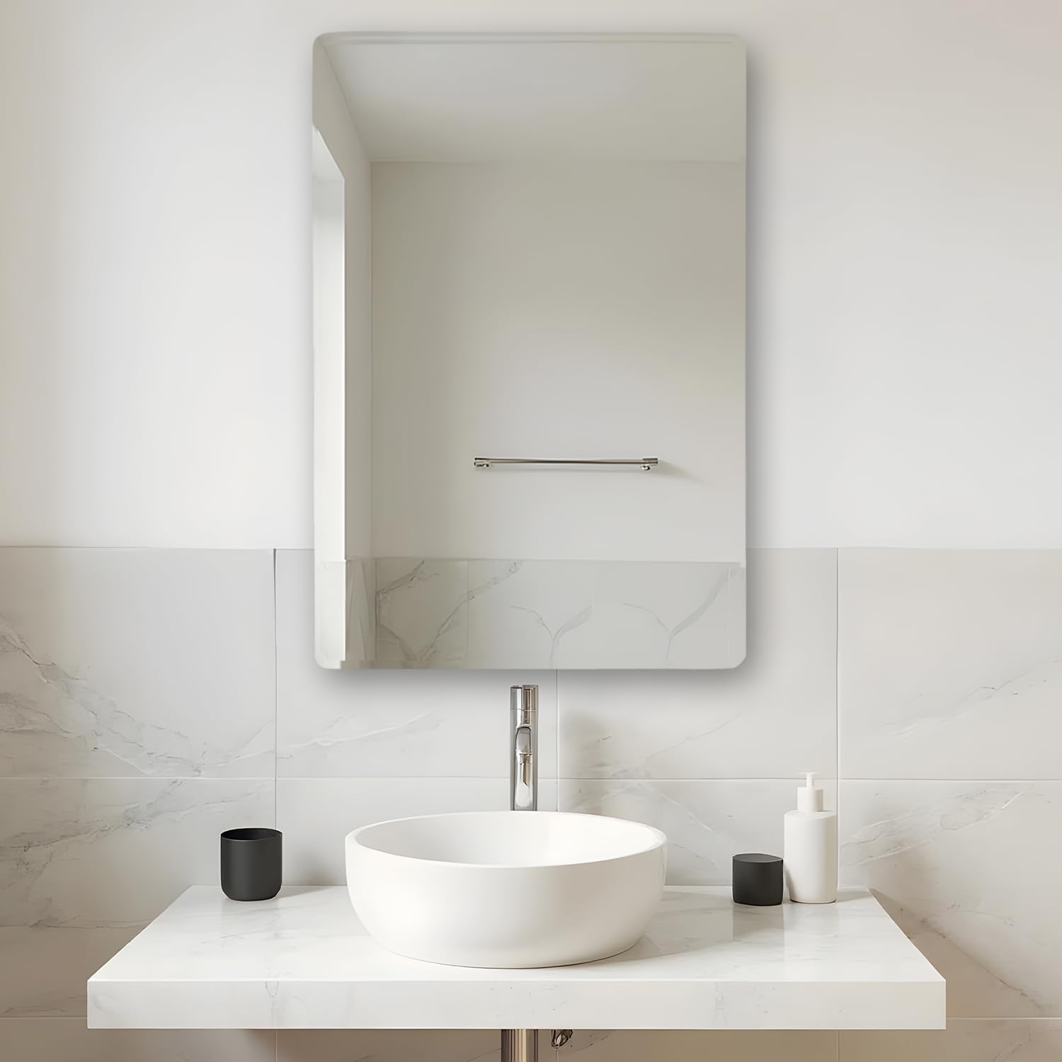 Amazon Basics Frameless Rectangular Glass Wave Wall Mount Mirror with Beveled Edges – Decorative Bathroom, Bedroom, Living Room, Dressing Room & Entryway Mirror – 30 x 0.4 x 45 cm-image-27