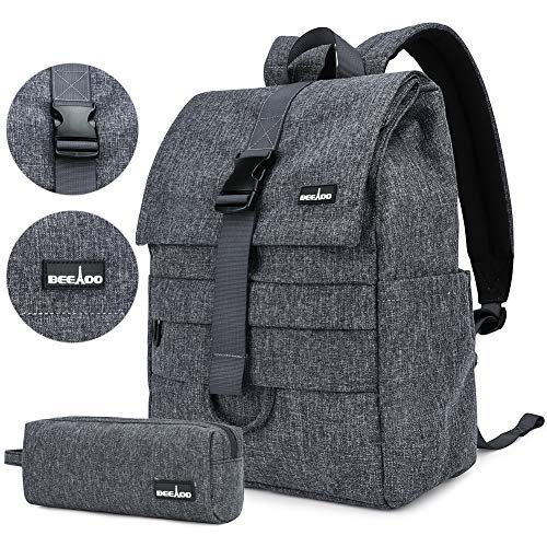 School College Backpack, Laptop Business Waterproof Vintage Rucksack, Computer Notebook Bag Casual Daypack Gift for Men Women(Charcoal Grey)