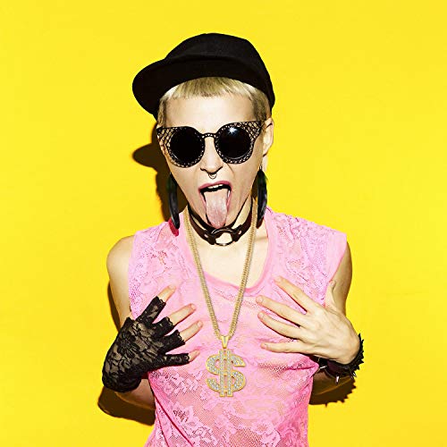 Tatuo 2 Pieces Gold/Silver Plated Chain For Men With Dollar Sign Pendant Necklace, Hip Hop Dollar Necklace (Gold) #TOP6