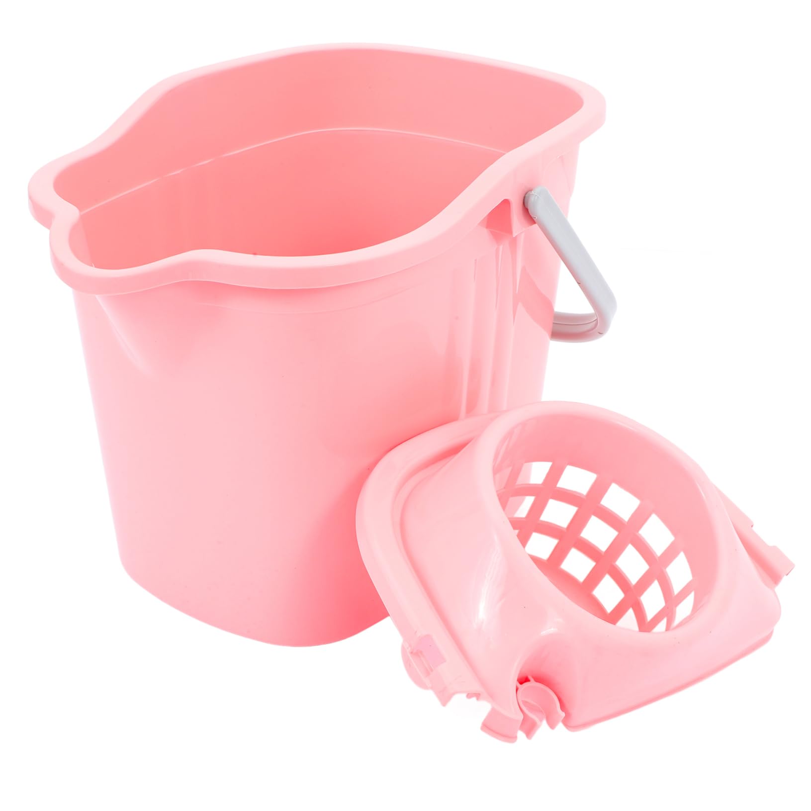Cubo de Fregona Manual de Plástico Rosa para Casa y Oficina