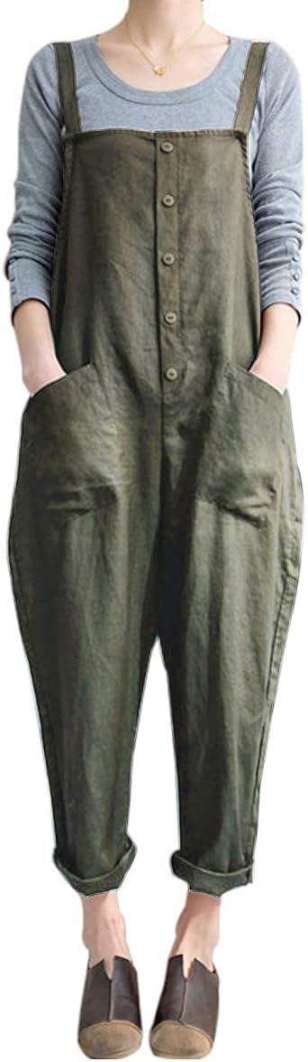 Yimoon Women's Baggy Cotton Linen Bib 