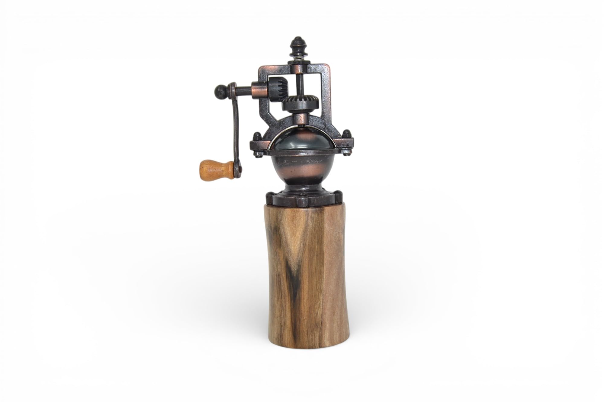 Holz Gewürzmühle - Gewürzmühle - mit Kurbel - Walnuss Geschenk handmade - Pfeffermühle - Salzmühle Unikat Mahlgrad einstellbar Geschenkidee Antik-Optik Nussholz - Küchenaccessoire aus Holz