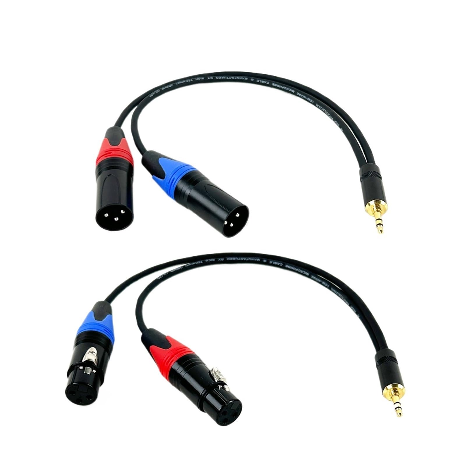 Jack TRS da 3,5 mm a 2 connettori XLR a 3 pin, maschio a maschio/femmina da 3,5 a XLR Breakout Y Cavo sdoppiatore 0,3 m-5 m(D1001H-MM-Blue-Red,3m)