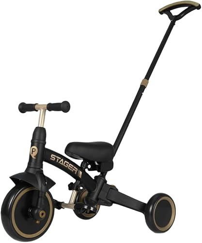 Qplay Stager 3 in 1 Tricycle with Child Pushchair, Black/Gold