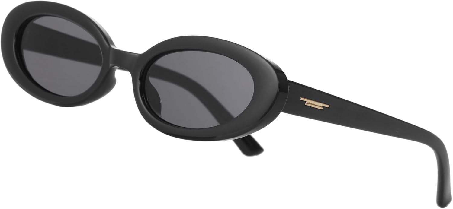 Onrtry Retro Tiny Oval Sunglasses for Women Men Narrow Style 90s Small Sun Glasses