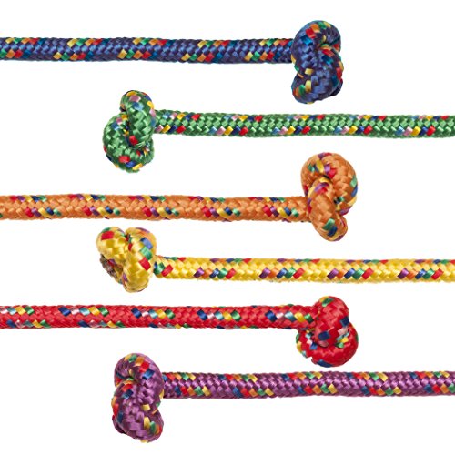 Champion Sports Braided Nylon Jump Ropes, 8 Ft, Assorted, 6/Pack