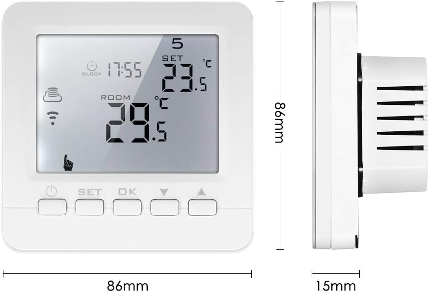 Decdeal WiFi Electric Heating Thermostat dimensions diagram