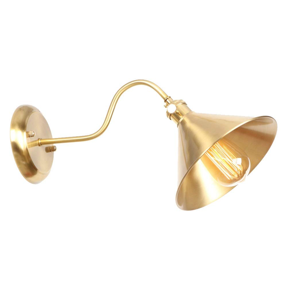 HPTHLY Wall Mounted Light Industrial Designer Copper Wall Light Fitting With Brass Shade And Button Switch - Wall Sconces For Vintage Loft, Restaurant, Bedro