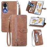 JayModCase Custodia per Huawei Honor 90 5G, con chiusura lampo Funzione Stand scomparti [Magnetica] [Antiurto] Pelle portafoglio Cover per Honor 90 5G - Marrone