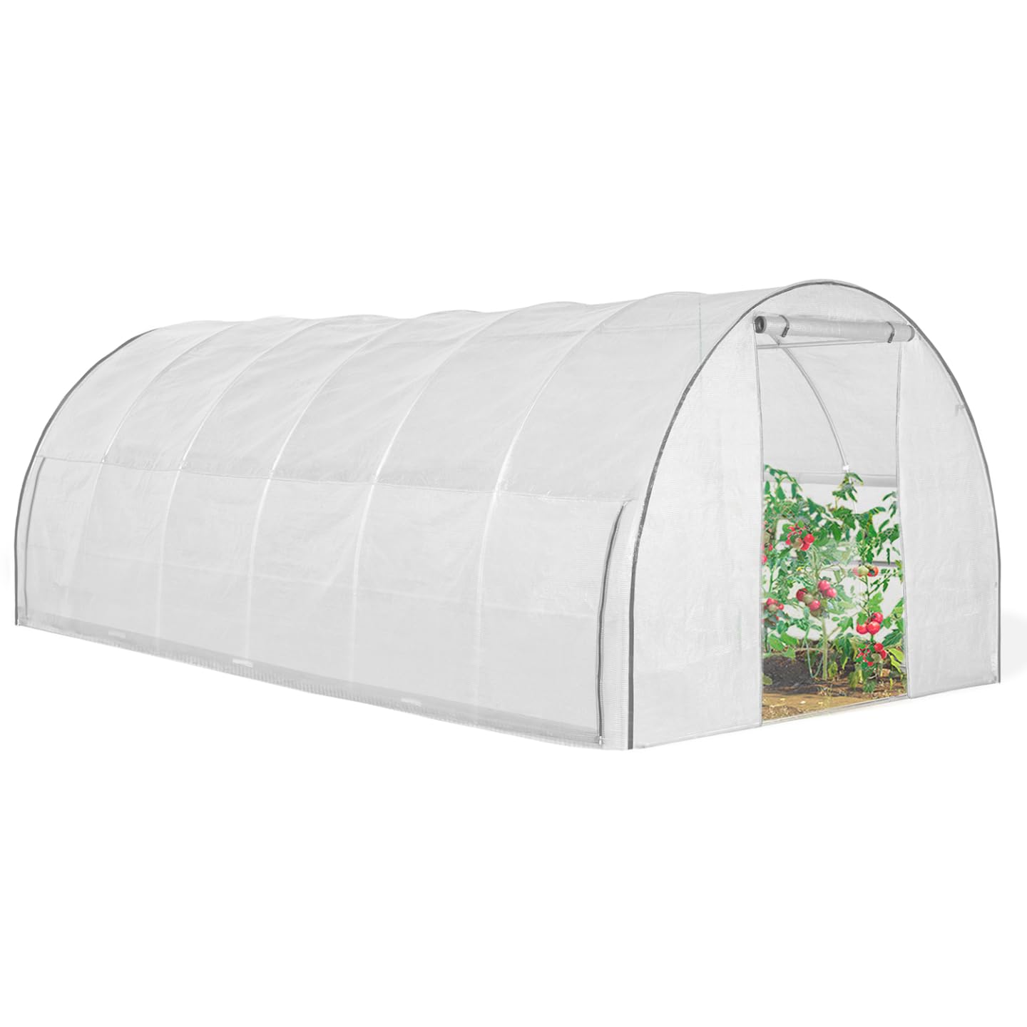 IDMarket - Serre Tunnel de Jardin 18M² Blanche relevable avec moustiquaire