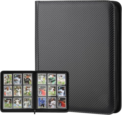 GERMUN 3 Ring 9 Pocket Zipper Card Binder, 540 Double Sided Standard PU Trading Card Album Folder for TCG & Sports Cards, Not Fit Top Loaders (Black)