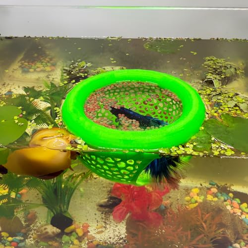Image of Aquarium Floating Betta Fish Skins, Betta or Shrimp Feeder, Cave and Hammock, Small Fish Feeding Rings, Aquarium Hiding Feeding Decorative Accessories (Green)
