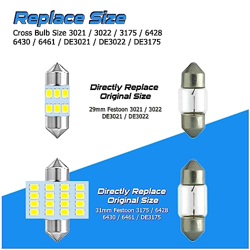 EBAIFUN LED Bulb DE3175 12V 29-31mm Pack 12 miniatura 3