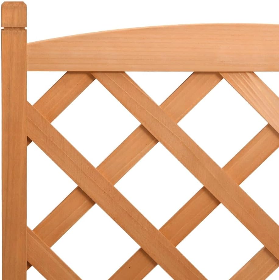 vidaXL Solid Fir Wood Planter with Trellis - Brown Flower Box/Raised Garden Bed for Outdoor Patio, Garden, Terrace, 365485